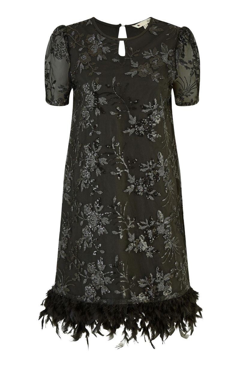 Women's Sequin Embellished Floral Tunic Dress
