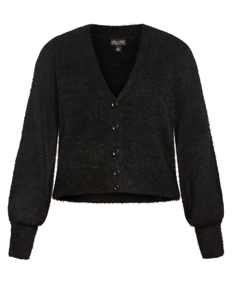 Plus Size Fluffy Button Cardigan
