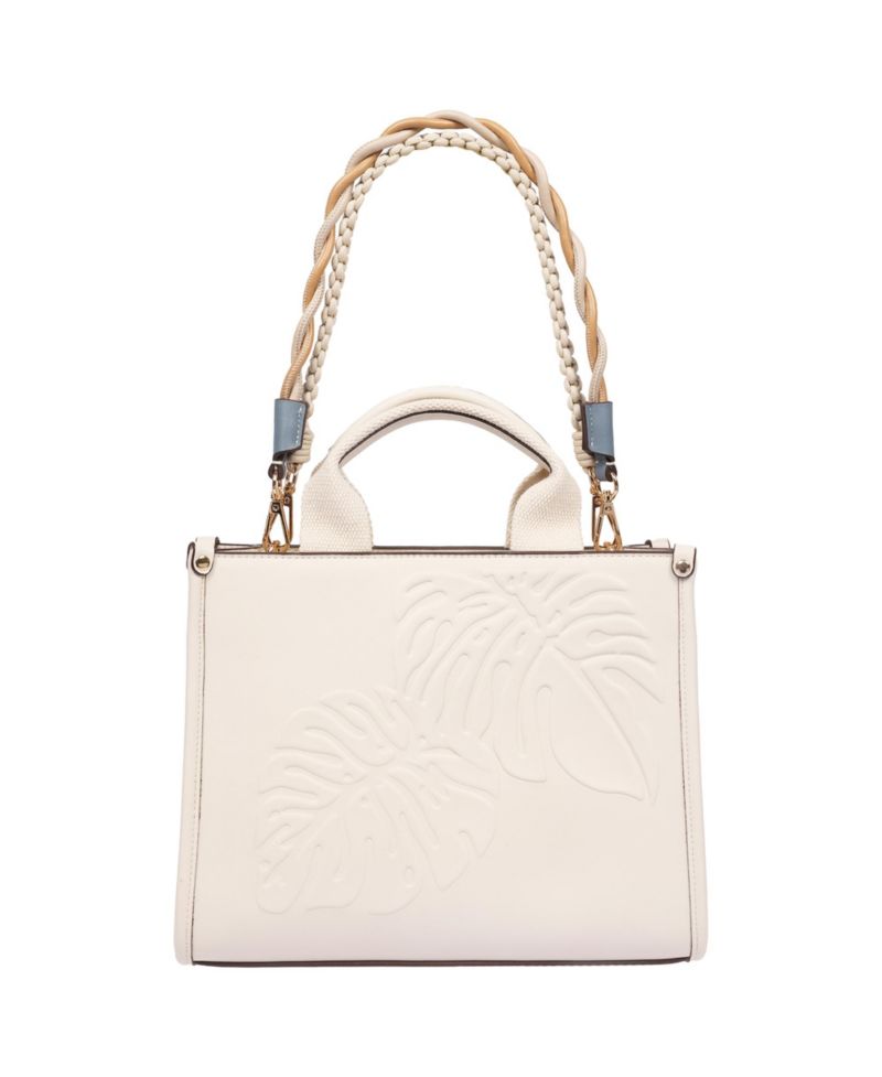 Darcy Leaf Motif Medium Tote – Embossed PU Convertible Top Handle and Crossbody Bag