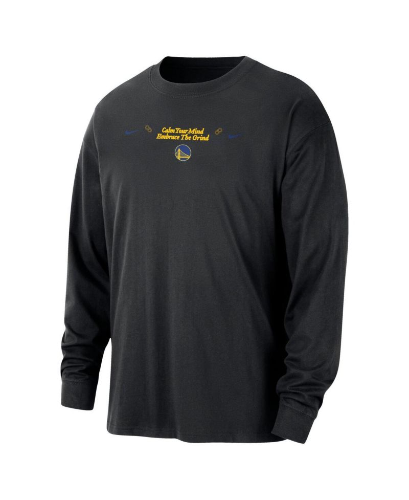 Men's Black Golden State Warriors Courtside Oversized Long Sleeve T-Shirt