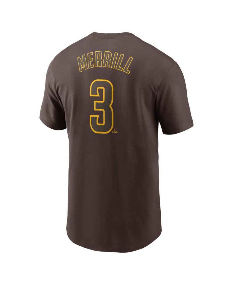 Men's Jackson Merrill Brown San Diego Padres Fuse Name & Number T-Shirt