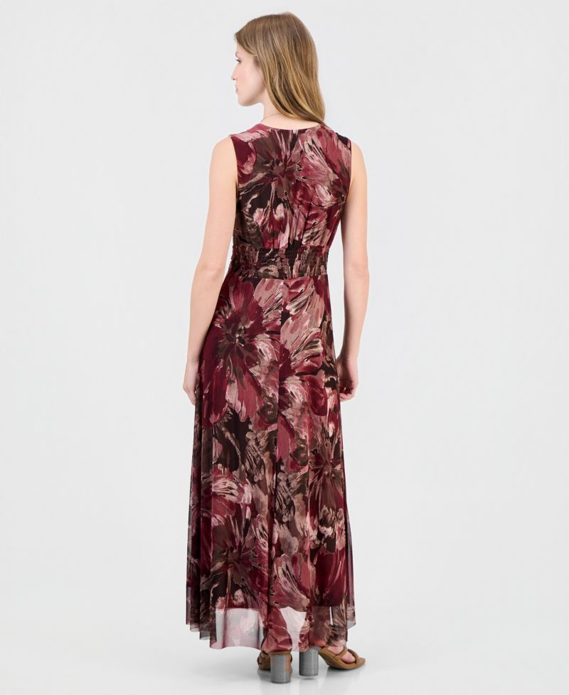 Women's Printed Surplice-Neck Maxi Dress