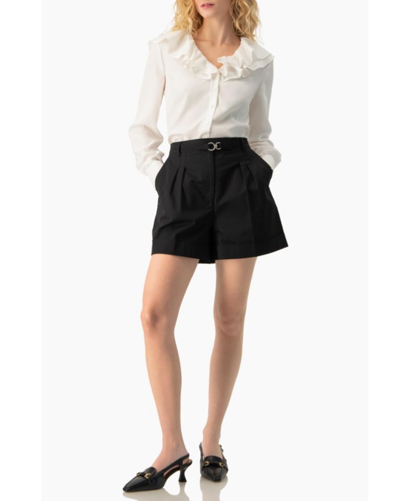 Women's Ruffle Collar V-Neck Long-Sleeve Blouse