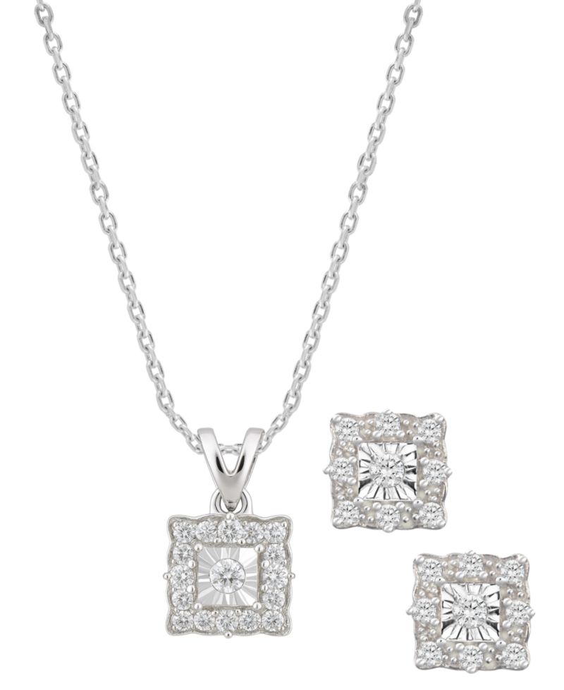 2-Pc. Diamond Necklace and Earrings Set (1/3 ct. t.w.) in Sterling Silver