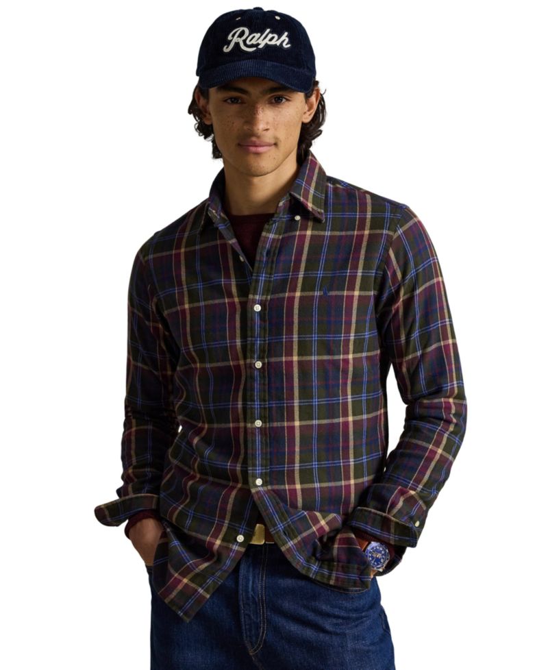 Men's Long-Sleeve Plaid Brushed Flannel Shirt
