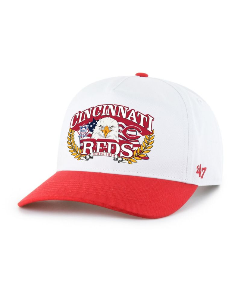 Men's White/Red Cincinnati Reds Americana Eagle Hitch Adjustable Hat