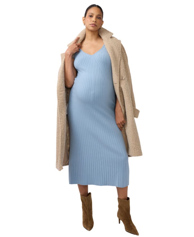 Maternity Nursing Ribbed Midi Dress