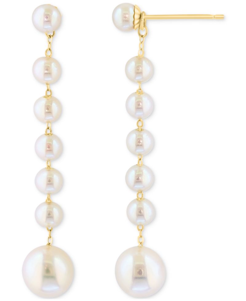 EFFY® Cultured Freshwater Pearl (3-1/2 & 6-1/2mm) Linear Drop Earrings in 14k Gold