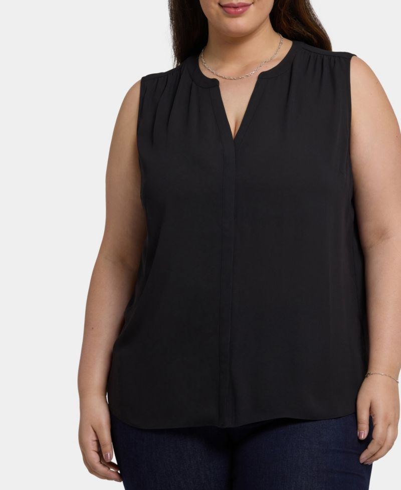 Plus Size Sleeveless Pintuck Blouse