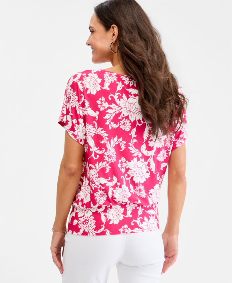 Petite Bianca Floral Banded-Hem T-Shirt