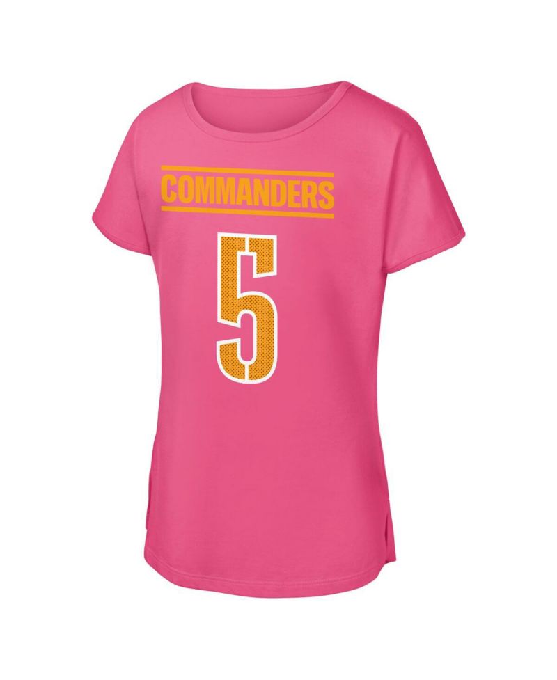 Big Girls Jayden Daniels Pink Washington Commanders Player Name & Number T-Shirt