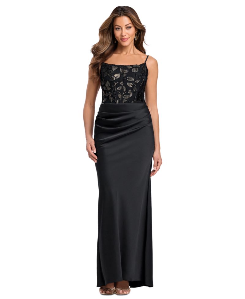 Women's Floral Square Neck Gown