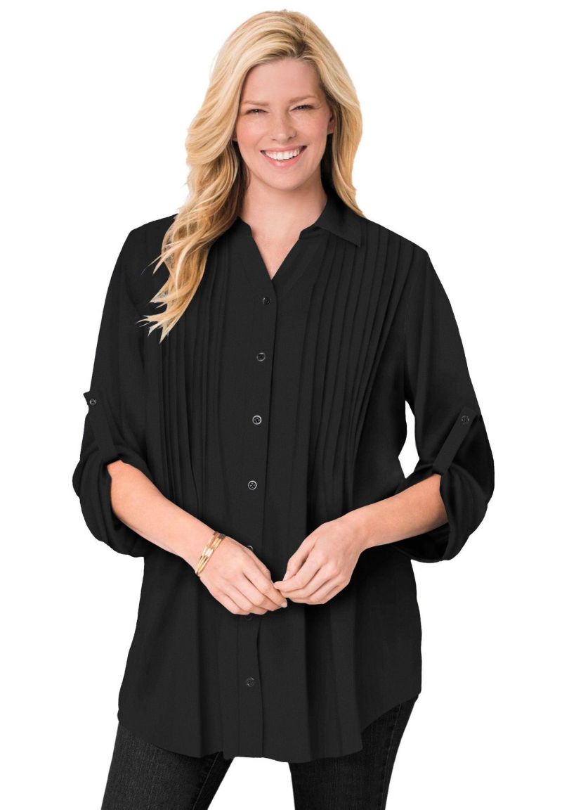 Plus Size Within Rayon Pintucked 7-Day Tunic Blouse