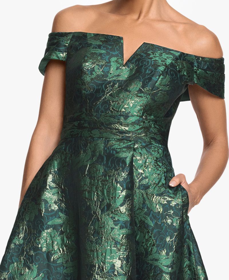 Women's Off-The-Shoulder Brocade Print Ball Gown