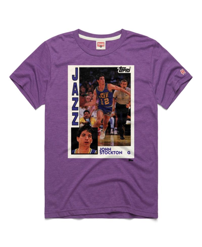 Men's and Women's John Stockton Purple Utah Jazz Topps Trading Card Player Tri-Blend T-Shirt