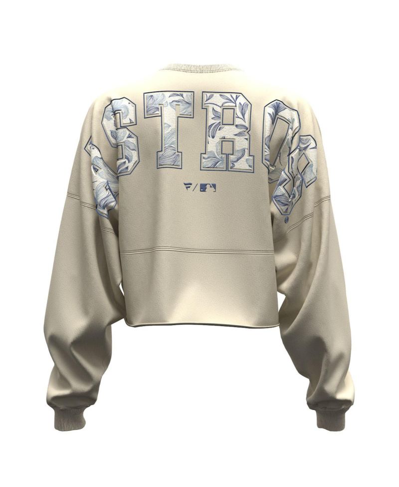 Women's Light Beige Houston Astros Spirit Floral Script Cropped Long-Sleeve T-Shirt