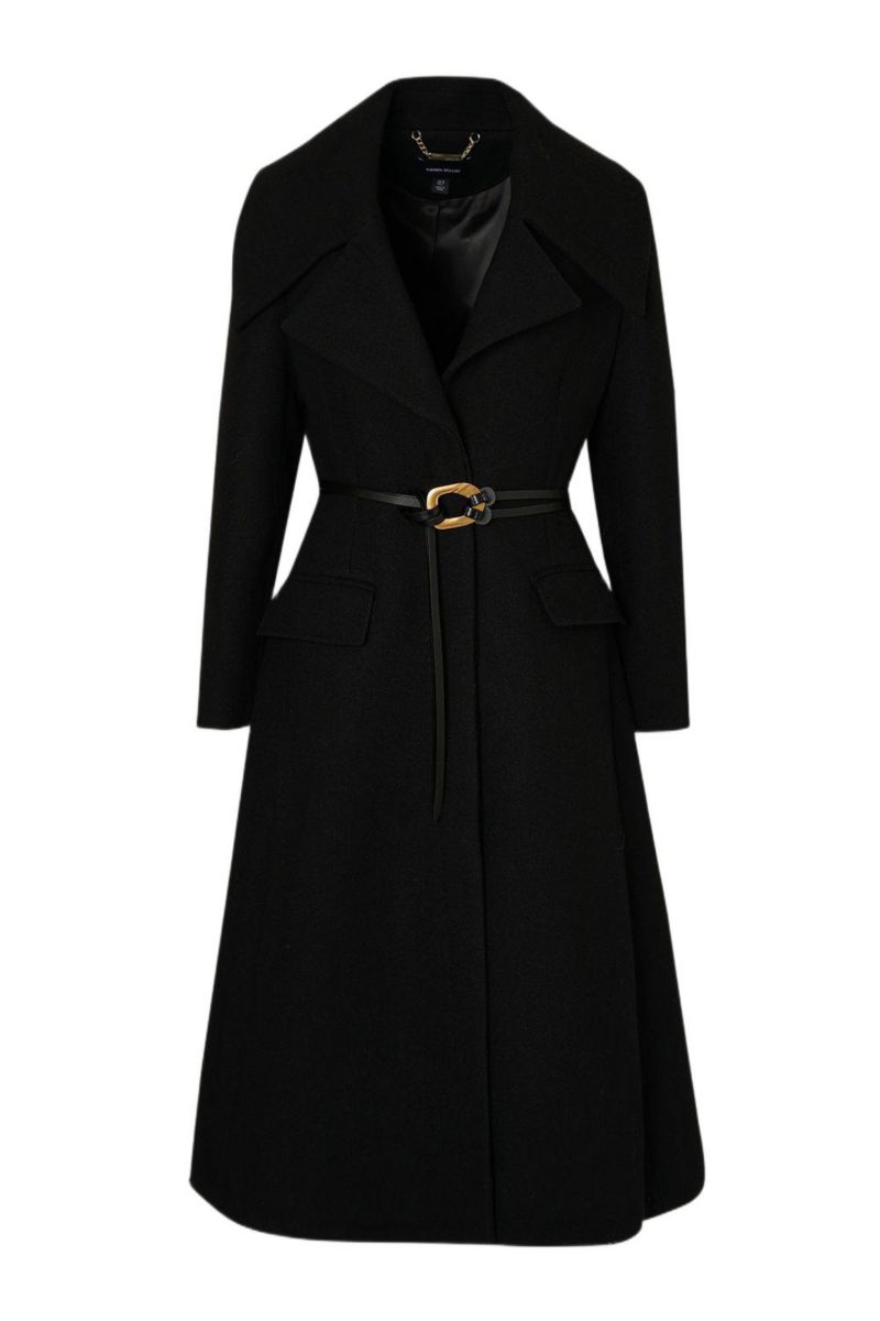 Women's Wool Shawl Collar Belted Midi Coat