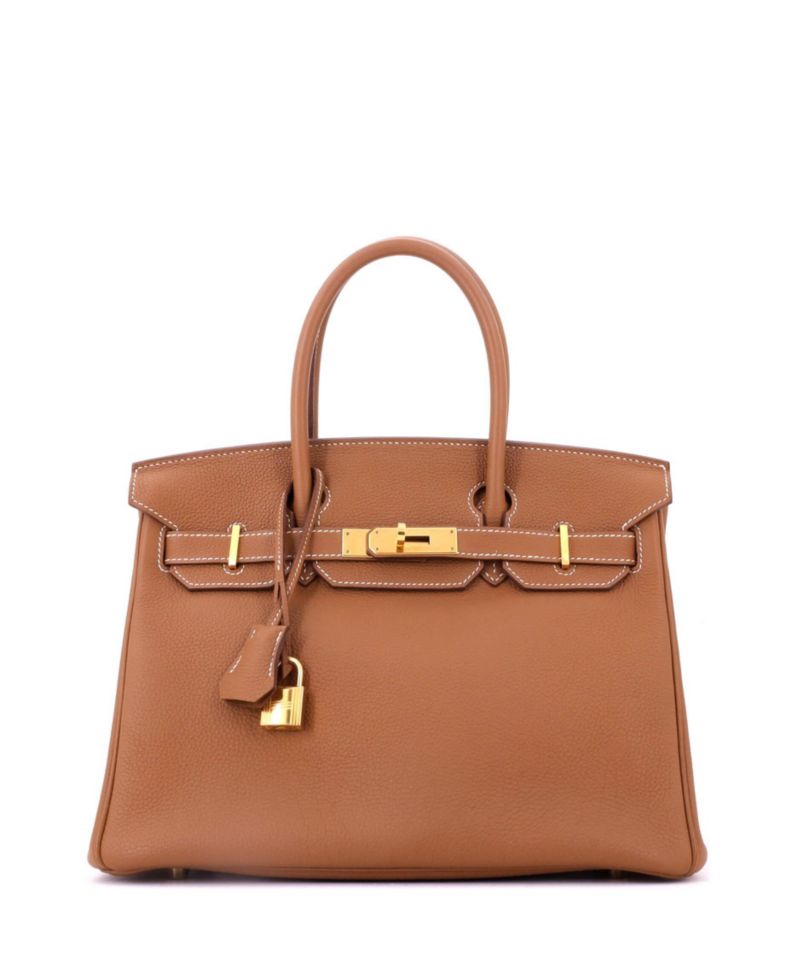 Pre-Owned HERMES Pre-Owned Hermes Birkin 30 Handbag Brown Togo with Gold Hardware
