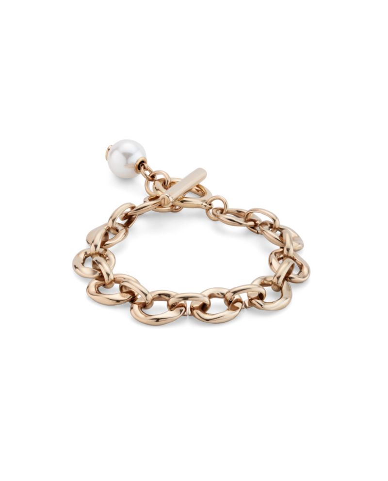 Links and Cultivated Pearl Charm Bracelet