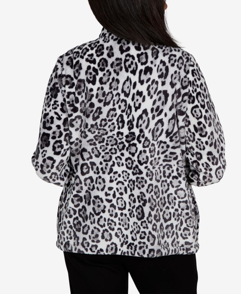 Petite Animal-Print Stand-Collar Knit Jacket