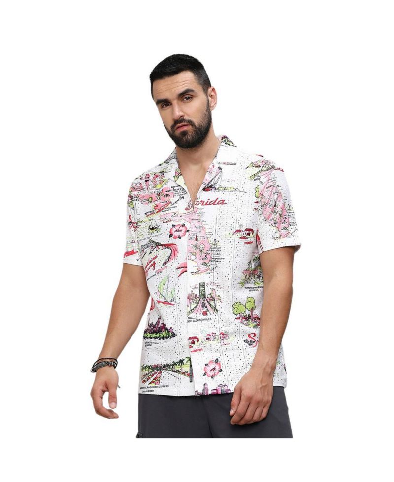 Men's Chalk White:Blush Pink Maps Shirt