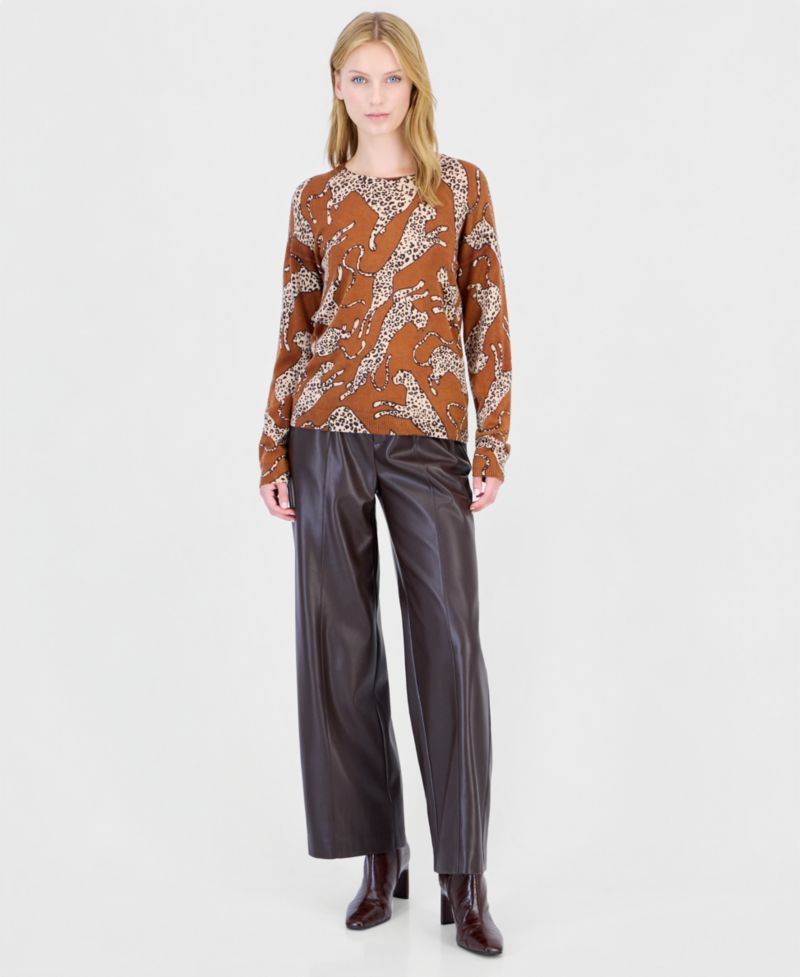 Women's Long-Sleeve Leopard-Print Sweater