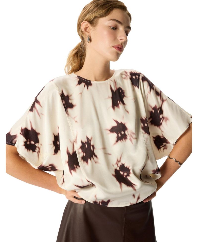 Women's Shadow Floral Short-Sleeve Blouse