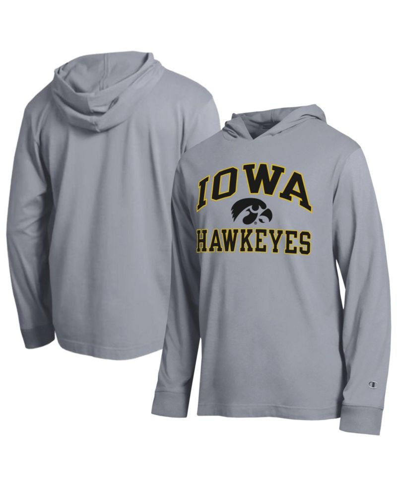 Men's Heather Gray Iowa Hawkeyes High Motor All-Star Long Sleeve Hooded T-Shirt