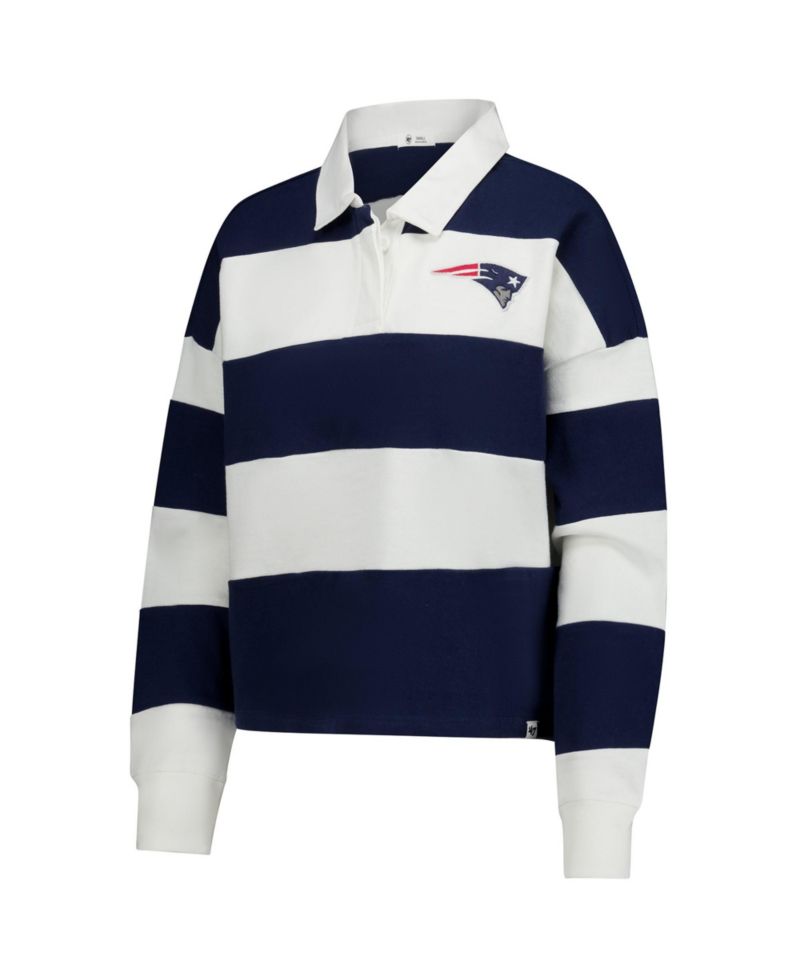 Women's Navy/White New England Patriots Clubhouse Hall Raven Rugby Long Sleeve T-Shirt