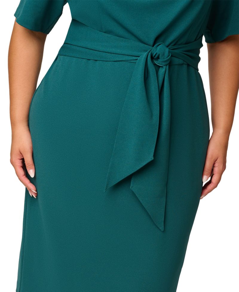 Plus Size Crepe Asymmetrical Knee-Length Sheath Dress