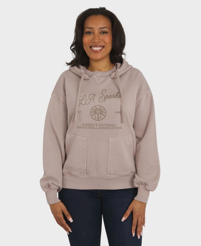 Women's Tan Los Angeles Sparks Washed Pullover Crewdie