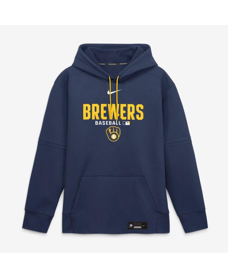 Men's Navy Milwaukee Brewers Authentic Collection Therma-FIT Hoodie