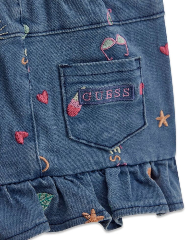 Baby Girls' Short-Sleeve Bodysuit and Stretch Denim Skirtall, 2-Piece Set