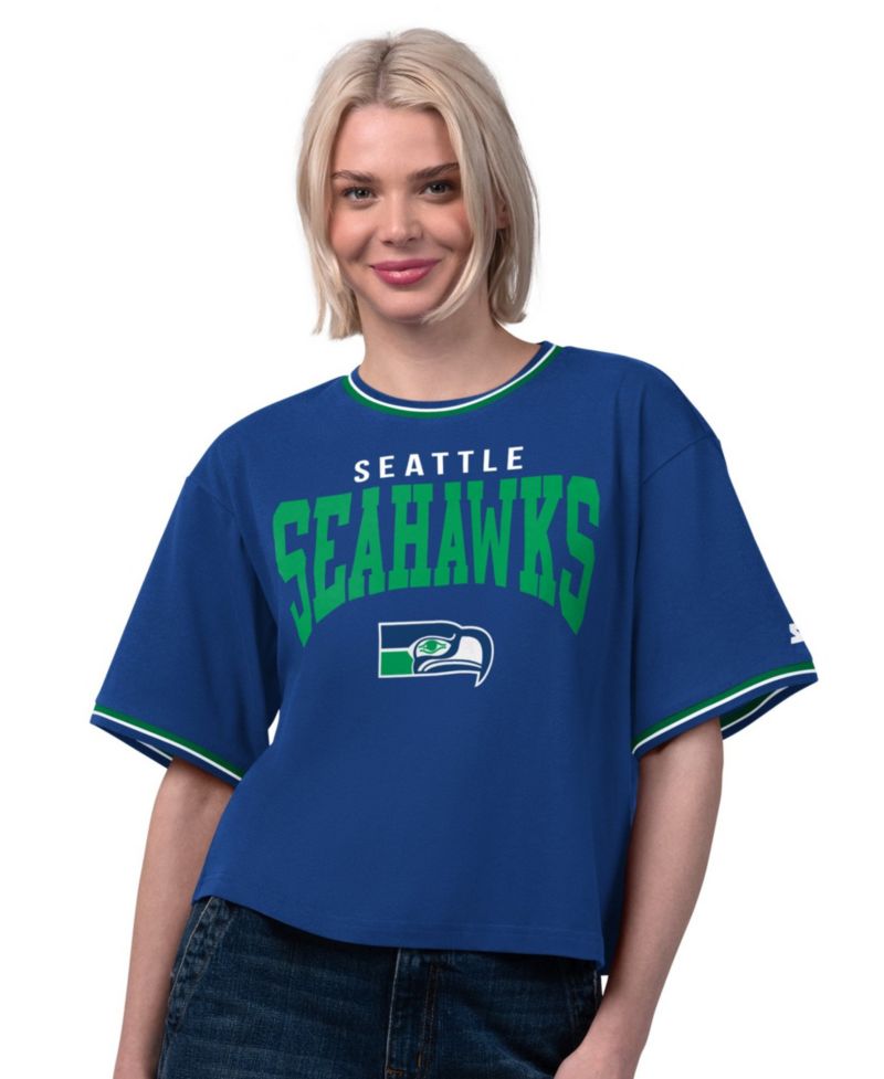 Women's Royal Seattle Seahawks Ace Cropped T-Shirt