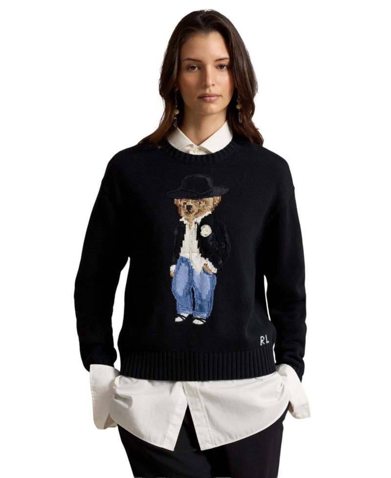 Women's Polo Bear Long-Sleeve Crewneck Sweater