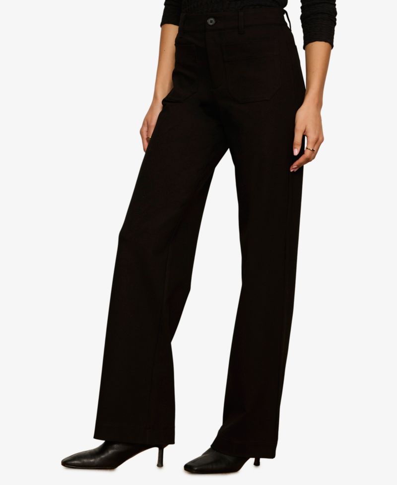 Petite Marine Wide-Leg High-Waist Ponte Pants