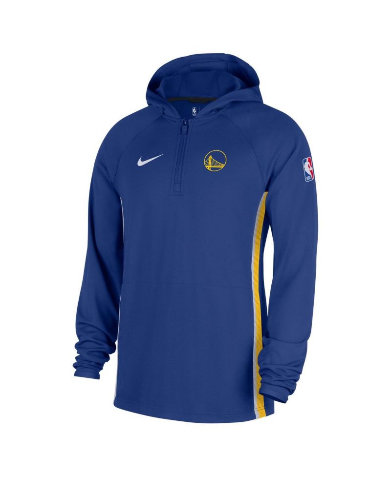 Men's Blue Golden State Warriors Authentic On Court Zone Quarter-Zip Dri-FIT Hoodie Jacket