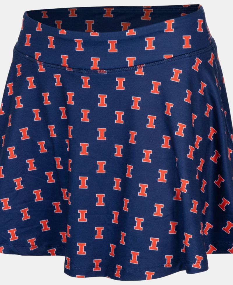 Women's Navy Illinois Fighting Illini Allover Print Flowy Skort