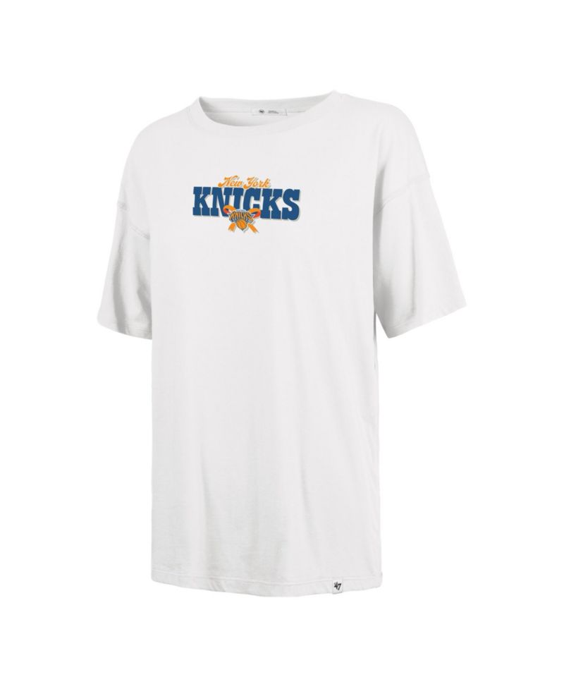 47 Brand Women's Cream New York Knicks Bow and Banner Sadie T-Shirt