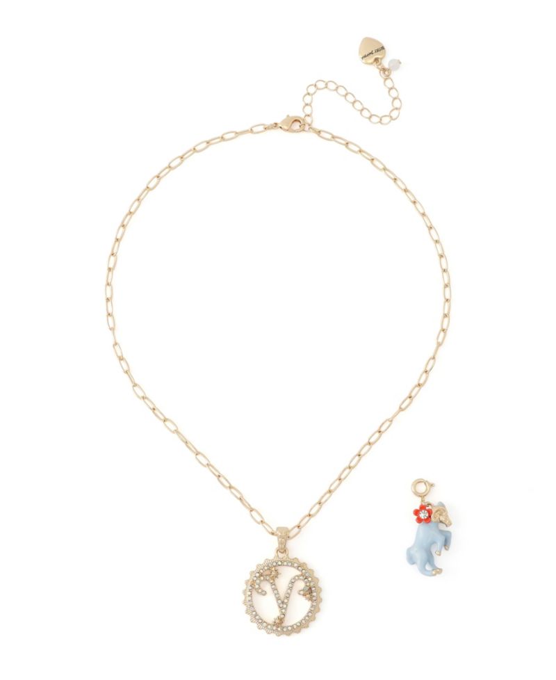 Faux-Stone Aries Celestial Pendant Necklace Charm Zodiac Set