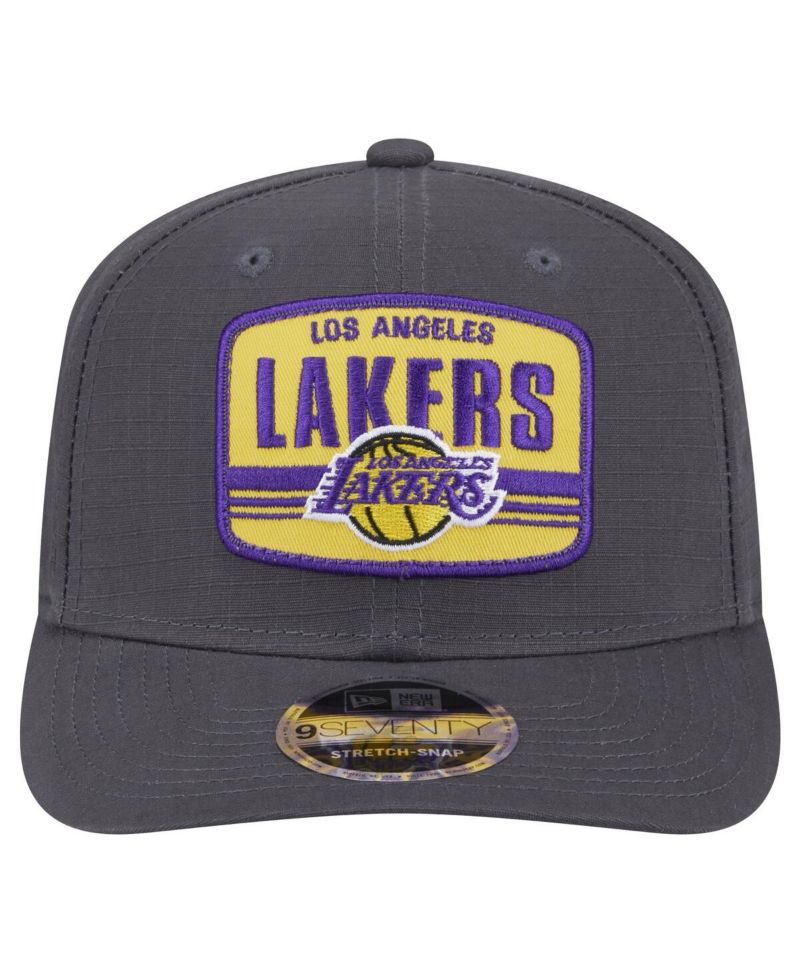 Men's Graphite Los Angeles Lakers Team Elevated Patch 9SEVENTY Adjustable Hat