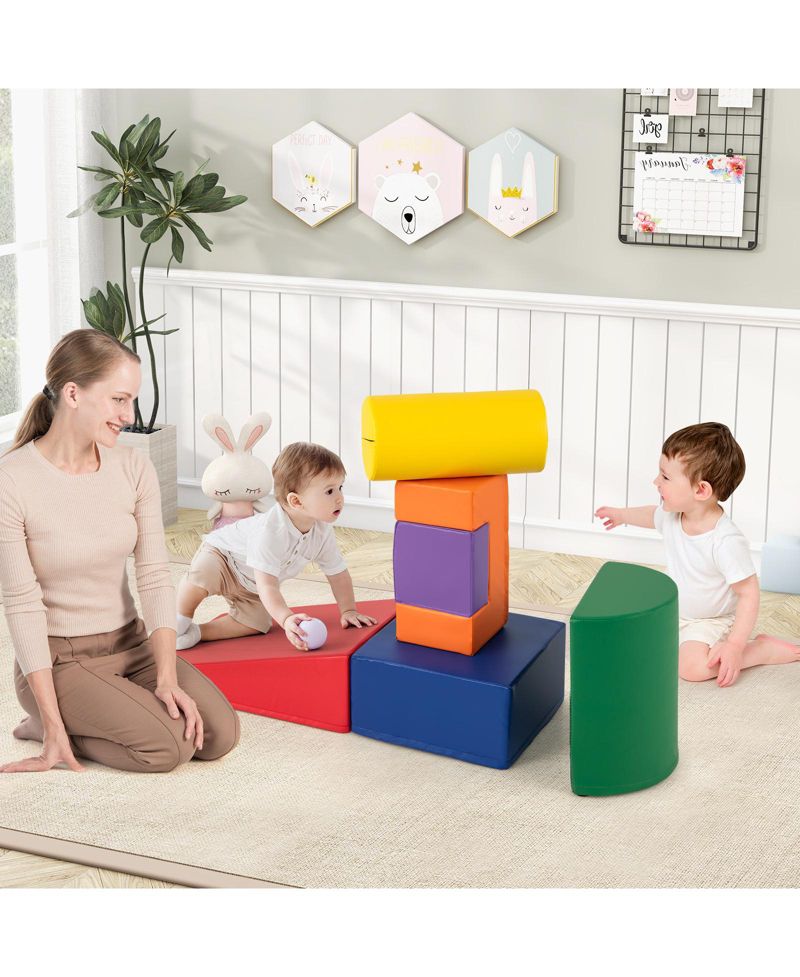 Kids 6-Piece Indoor Foam Activity Blocks for Climbing, Crawling, and Play