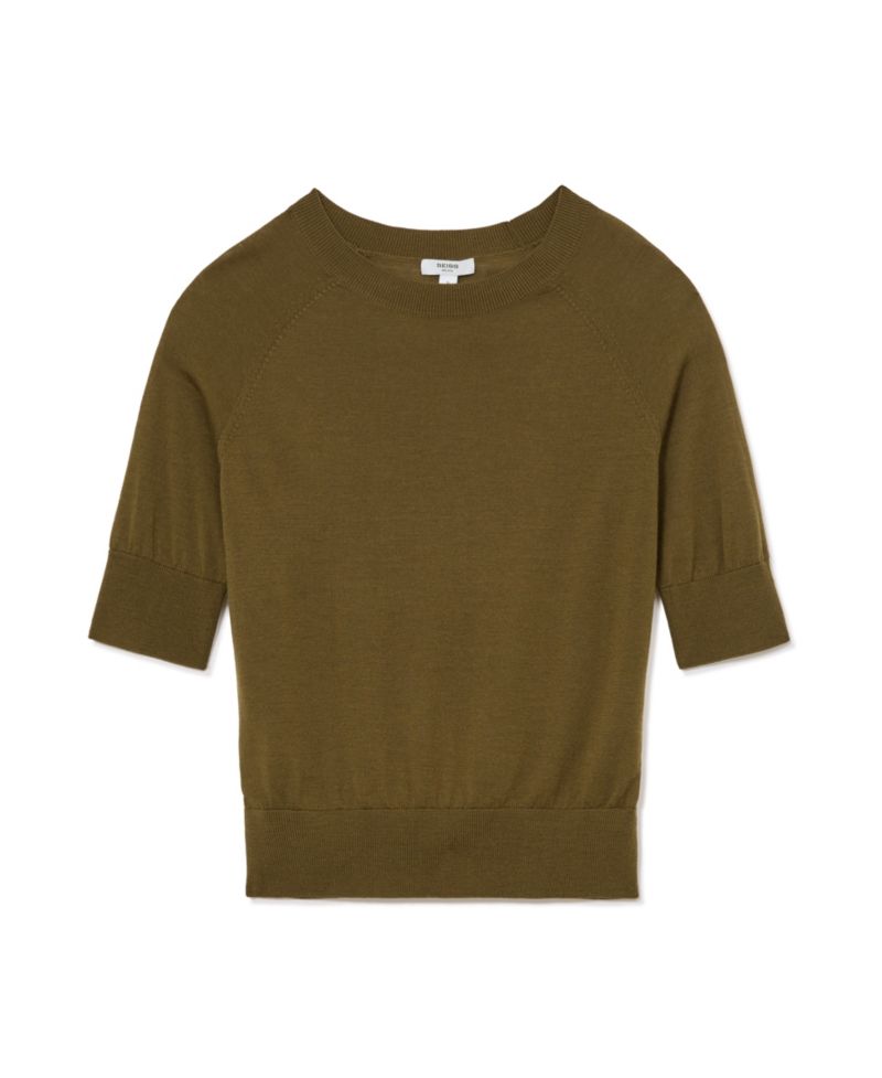 Women's Suzzie Merino-Wool Fitted Short-Raglan Sweater