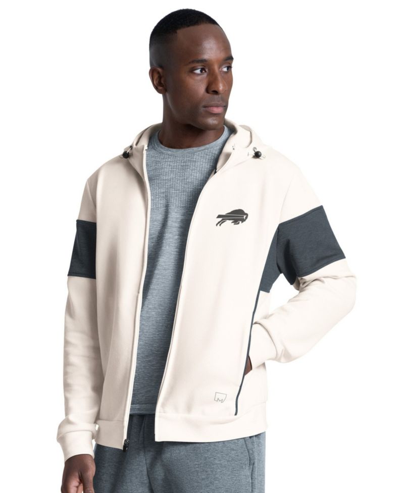 Men's Cream Buffalo Bills Competition Full-Zip Tri-Blend Hoodie