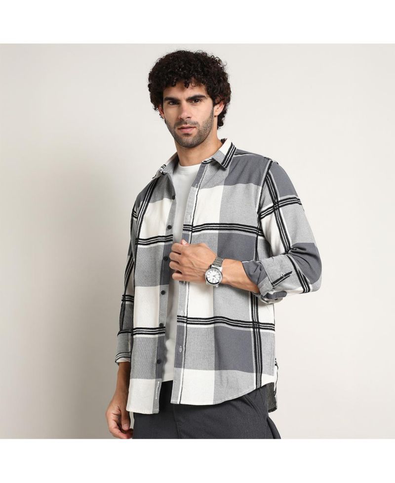 Men's Coin Grey Overlap Buffalo Shirt