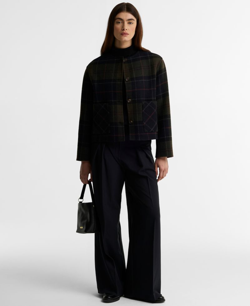 Women's Marlow Plaid Long-Sleeve Wool-Blend Overshirt