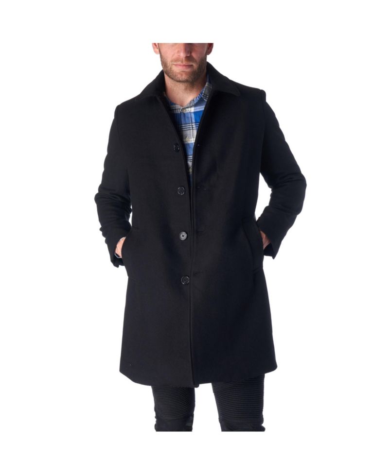 Orson Mens Wool Blend Top Coat Winter Car Coat Long Tailored Jacket