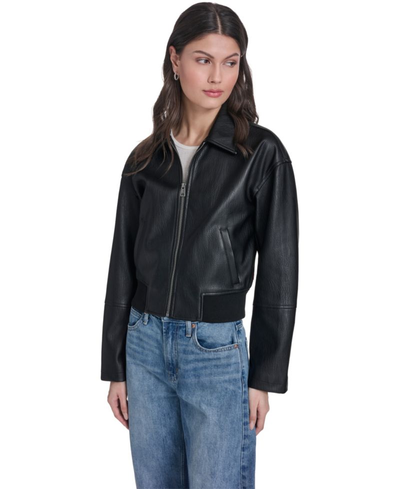 Women's Faux Leather Bomber Jacket