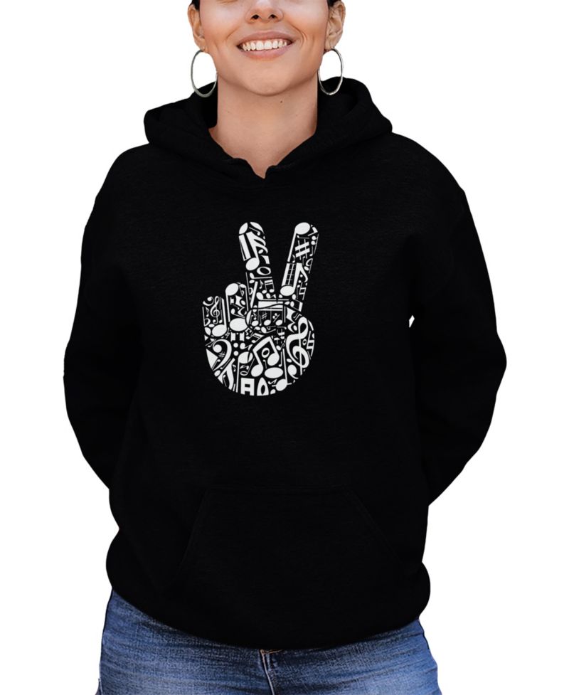 Women's Peace Finger Notes Word Art Long-Sleeve Sweatshirt