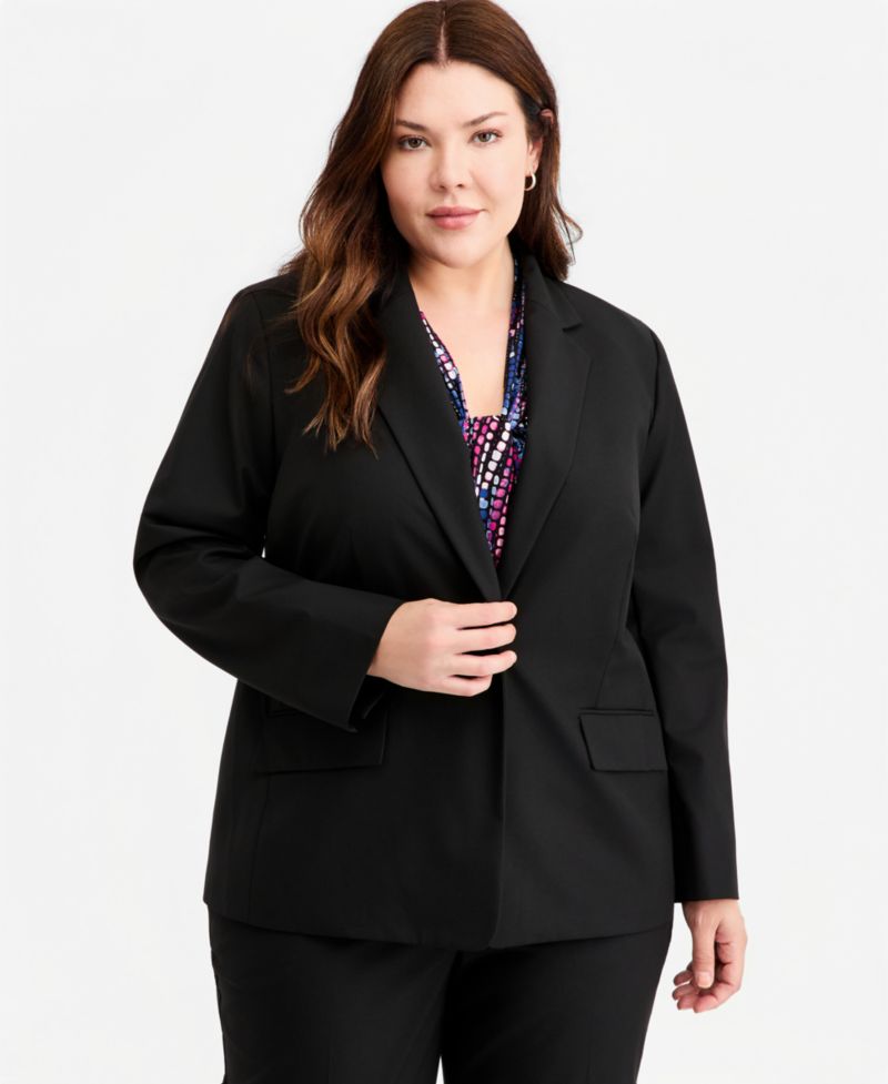 Plus Size Machine Washable One-Button Blazer